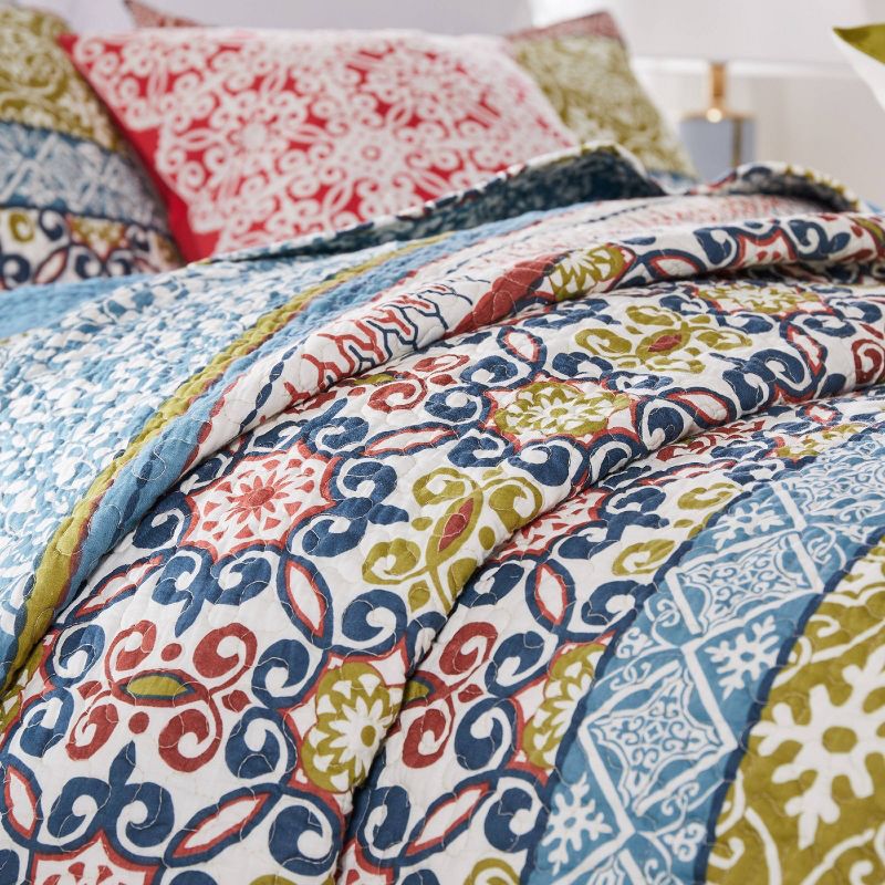 Greenland Home Fashions Shangri-La Quilt Set Red/Green/Blue, 4 of 7