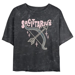 Junior's Women Lost Gods Zodiac Sagittarius Art Symbol Crop T-Shirt - 1 of 4