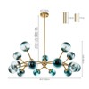 Rennnsan Laetra 40" W 15 - Light Sputnik Branching Bubble Ombre Glass Mid-Century Modern Dimmable Chandelier in Gold - 3 of 4