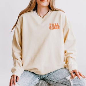 Simply Sage Market Embroidered Fall Vibes Retro Lightweight Garment Dyed Sweatshirt - 1 of 4