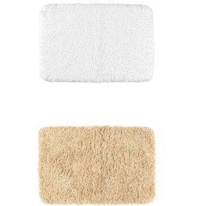 Unique Bargains Extra Soft Thick Microfiber Non-Slip Plush Bath Mats 2 Pcs - 1 of 4