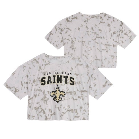 Nfl New Orleans Saints Girls' Short Sleeve Tie-dye Fashion Crop T
