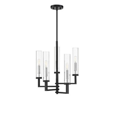 Savoy House Folsom 5 - Light Chandelier in  Matte Black/Polished Chrome