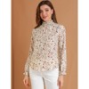 Allegra K Women's Boho Vintage Ruffled Neck Keyhole Back Floral Blouse - 3 of 4