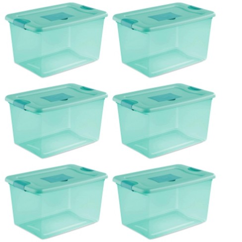 Aqua Sterilite 25 Quart Fresh Scent Stackable Storage Box Container 6 Pack 