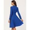 Allegra K Women's Elegant Work Sheath Mock Neck Flare Long Sleeve Knit Midi Dress - 4 of 4