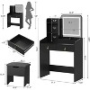 Makeup Vanity Desk with Mirror, Lights & Charging Station, Modern Vanity Set with Stool, Drawers, Cabinet & Ottoman for Bedroom - 2 of 4