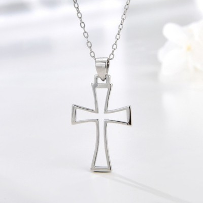 BEAFUP Sterling Silver Cross Pendant Necklace for Women, Minimalist Choker Chain,Tarnish-Resistant, Perfect for Daily Wear