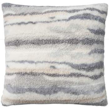20"x20" Oversize Faux Fur Jacquard Indoor Square Throw Pillow - Mina Victory