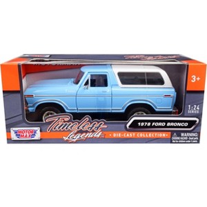 1978 Ford Bronco Custom Light Blue and White "Timeless Legends" Series 1/24 Diecast Model Car by Motormax - 1 of 3