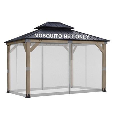 Aoodor Universal 10 x 13 ft. Gazebo Replacement Mosquito Netting Screen 4-Panel Sidewalls with Double Zipper (Only Netting)