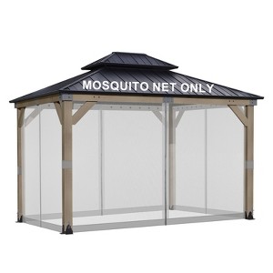 Aoodor Universal 12 x 14 ft. Gazebo Replacement Mosquito Netting Screen 4-Panel Sidewalls with Double Zipper  (Only Netting) - 1 of 4