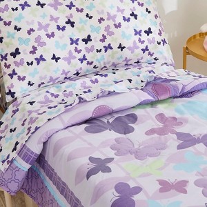 BAGOKIE Purple Butterfly Toddler Bedding Set for Girls - 1 of 4