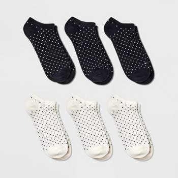 Women's Polka Dot 6pk Low Cut Socks - A New Day™ Black/Ivory 4-10