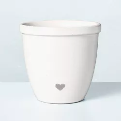 Subtle Heart Ceramic Indoor Planter Pot Cream/Gray - Hearth & Hand™ with Magnolia