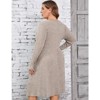 Coolmee Women Casual Round Neck Long Sleeve Loose Side Button Wide Hem Knit Textured Sweater Midi Dress - 3 of 4