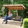 Outsunny 2-Person Porch Swing, Outdoor Patio Swing Bench with Adjustable Tilt Canopy, Cup Holder and Storage Tray, Steel Frame, Brown - 3 of 4