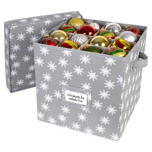 Hold N' Storage -  Christmas Ornament Storage Box with Lid - Store and Protect up to 64 Holiday Ornaments - 1 of 4