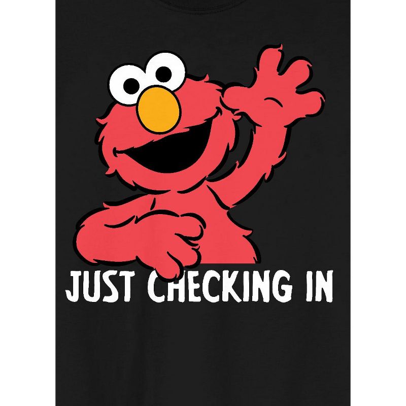 Sesame Street Elmo Just Checking In Crew Neck Short Sleeve Black Men's T-shirt, 2 of 4