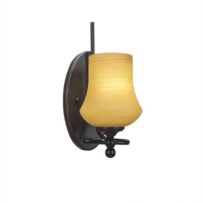 Toltec Lighting Capri 1 - Light Sconce in  Dark Granite with 5.5" Zilo Cayenne Linen  Shade