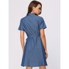 Allegra K Women's Casual Button Down Short Sleeve Denim Shirt Dress - 4 of 4