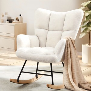 GlasFlength Seating Sets with High Backrest, Upholstered Glider Rocker, Rocking Accent Chairs, for Living Room, Nursery, Beige, 22.83"*22.8"*38.98" - 1 of 4