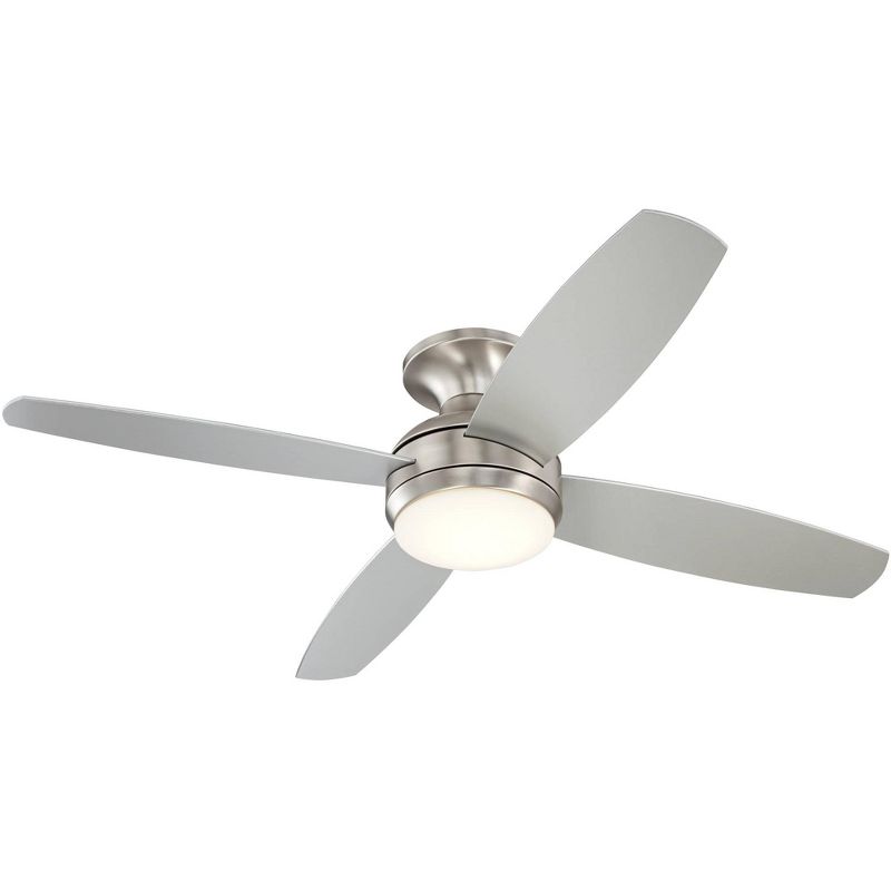 52" Casa Vieja Elite Modern Hugger Indoor Ceiling Fan with Dimmable LED Light Remote Control Brushed Nickel Opal Glass for Living Room Kitchen House, 1 of 9