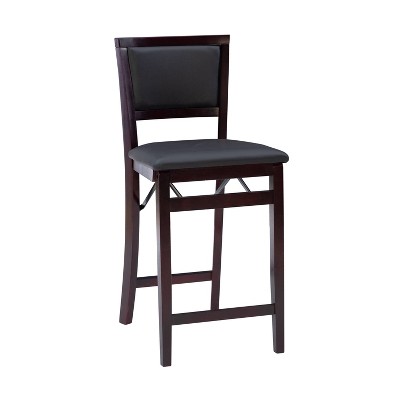 25 Torrin Padded Seat Folding Counter Height Barstool Espresso Linon Sturdy Wood Frame Polyurethane Upholstery Target