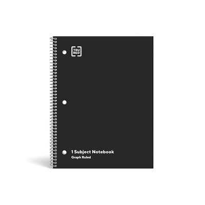 Staples 1-Subject Notebook 8" x 10.5" Graph Ruled 70 Sheets Black (23986B) 132713