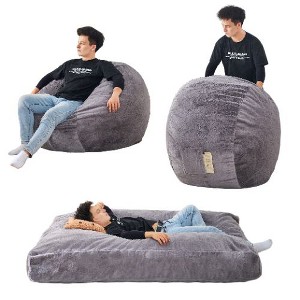 CAVINAS Giant Bean Bag Chair, Large Floor Sofa Couch with High-Density Foam Filling, Convertible Beanbag - 1 of 4