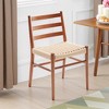 MAYEERTY Set of 2 Walnut Wood Rattan Dining Chairs, Comfortable Woven Seat, Fully Assembled - 2 of 4