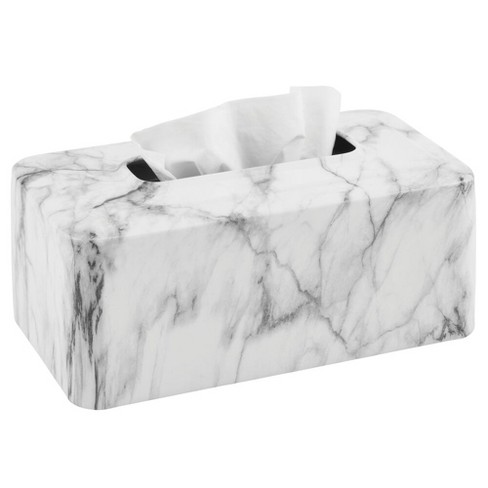 mDesign Metal Tissue Box Cover, Rectangular Holder for Storage - Marble