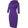 Women's Casual Long Sweatshirts 3/4 Sleeve Hooded Bodycon Dress with Kangaroo Pocket - 3 of 4