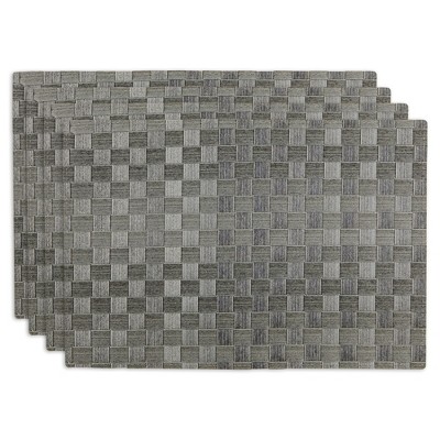 DII Basketweave PVC Placemat Set 4 Piece, Gray, 17.4x11.9"