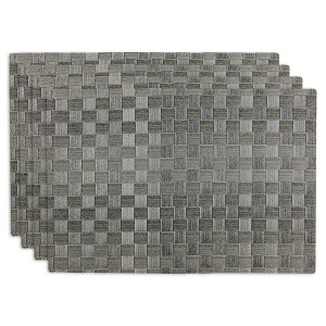 DII Basketweave PVC Placemat Set 4 Piece, Gray, 17.4x11.9" - 1 of 4