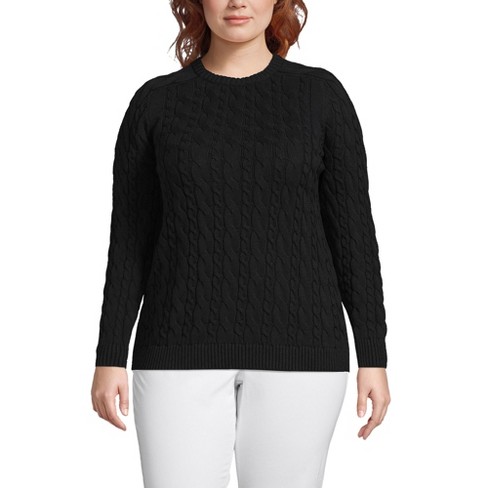 Lands End Women s Cotton Cable Drifter Crewneck Sweater Target