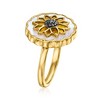 Ross-Simons Yellow Chalcedony, Mother-Of-Pearl and 0.10 ct. t.w. Black Spinel Flower Ring in 18kt Gold Over Sterling - 3 of 4