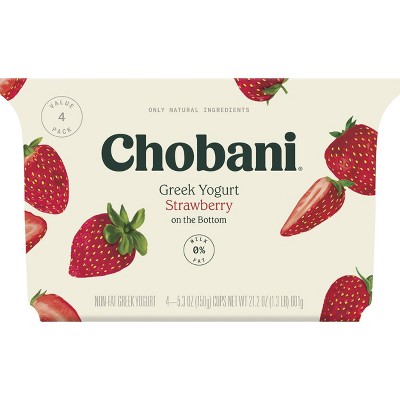 Chobani Strawberry on the Bottom Nonfat Greek Yogurt - 4ct/5.3oz Cups