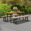 Tangkula 3-4 Person Outdoor HDPE Bench with Metal Frame 72" Long Patio Backless Bench Weatherproof Garden Bench - 4 of 4