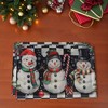 Unique Bargains Christmas Place Mats Snowmen Flax Black White 11.8"x17.7" 2 Pcs - 2 of 4