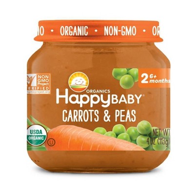 Happy Baby Organics Clearly Crafted Stage 2 Carrots & Peas Jar - 4oz