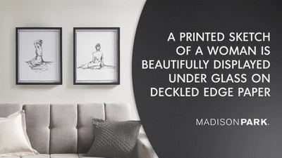 Feminine Figures Black and White Framed Sketch Art Set