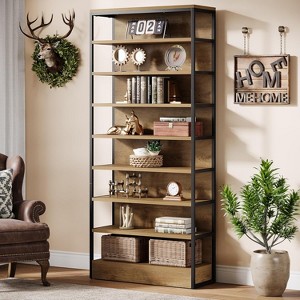 Lantine 71" Tall 8-Tier Bookshelf, Industrial Etagere Bookcase with Back, Floor Stand Storage Organizer Shelving for Living Room, Home Office - 1 of 4