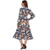 Women's Ruffle Mock Neck Long Sleeve Smocked Midi Dress Casual Elastic Waist Tiered Long Dress - 4 of 4