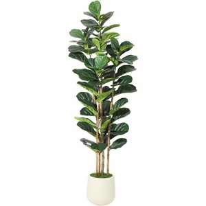 Artificial Fiddle Leaf Fig Tree,Faux Rubber Tree  Fake  Plant ,Artificial Plant for Home Decor Indoor Office Living Room - 1 of 4
