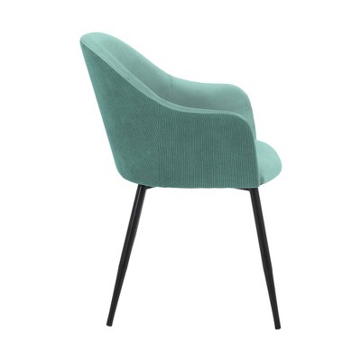 High-Back Two-Tone Teal Velvet Arm Chair with Black Metal Legs