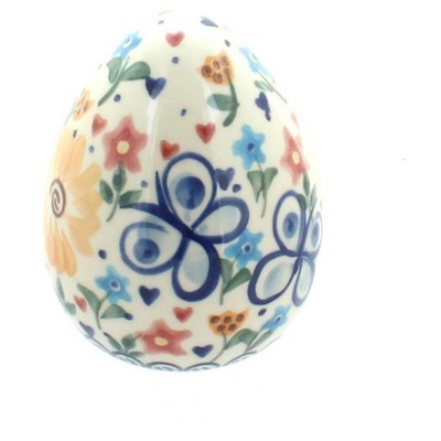 Blue Rose Polish Pottery Butterfly Medium Decorated Egg