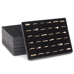 Juvale 6 Pack Black Velvet Ring Organizer for Jewelry Display Trays, 36-Slot Foam Storage Box, 7.5 x 5.5 x 0.5 In - 1 of 4