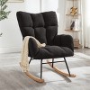 Gulches Dark Gray Teddy Tufted High Back Metal Frame Glider Chair Set of 1 Wide Seat Rubber Wood Base 300 lb Living Room Bedroom Accent Chair - 2 of 4