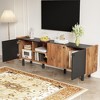 Angel Sar Mid-Century TV Stand with 3 Cabinets, Media Console for TVs up to 70", Entertainment Center with Storage, Black Top Panel - 2 of 4
